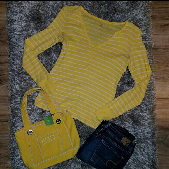 GAP 🤓 Henley LONG Sleeves 😍 Striped Preppy - Picture 1 of 3